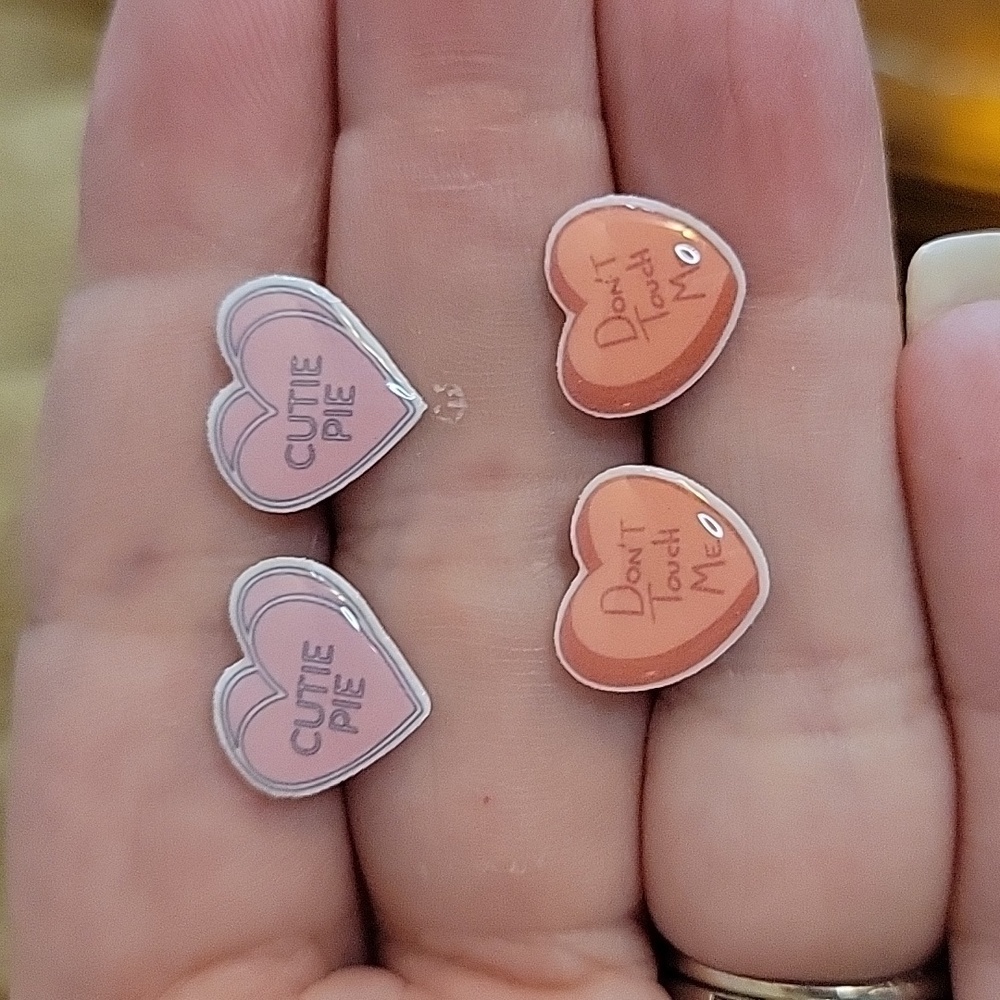 Conversation Heart Stud Earrings, choice of style